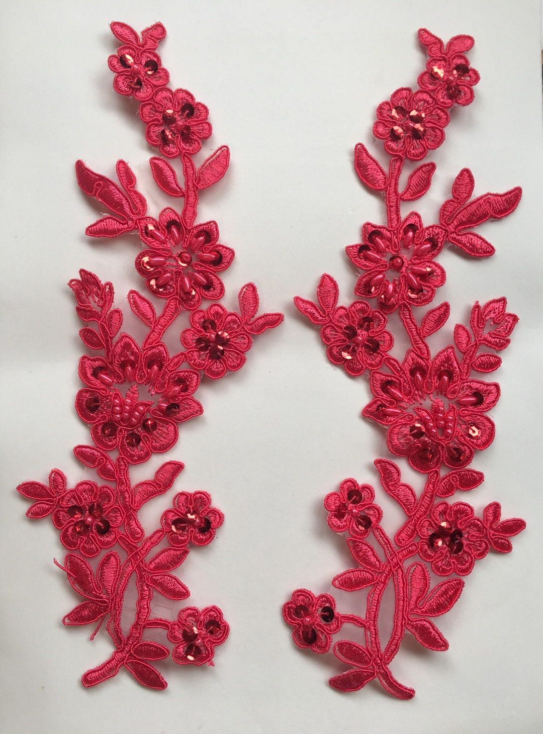 Coral Beaded Applique Beaded Applique Lace Pair for Lyrical Etsy