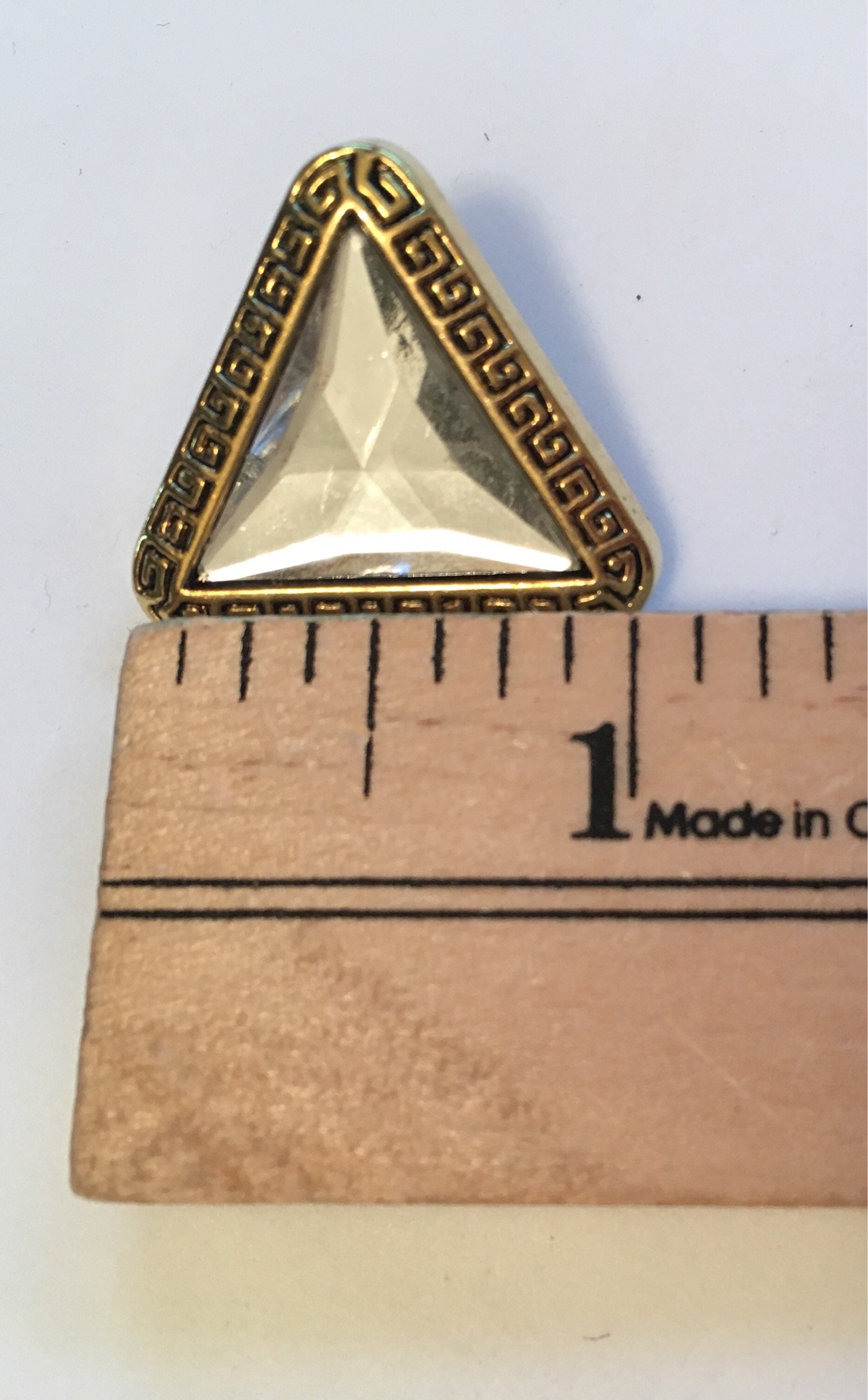 Medium gold buttons triangle shape with rhinestone center | Etsy