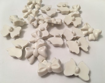 Medium white buttons in bow-tie design plastic button in ribbon bow-tie design 3/4" 20mm 6 buttons to a order