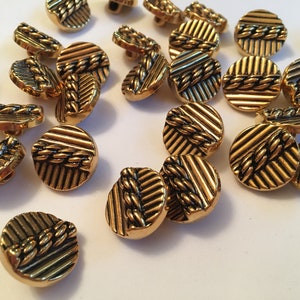 Small antique gold buttons plastic sewing buttons 5/8&quot; 16mm antique gold shank vintage sewing button