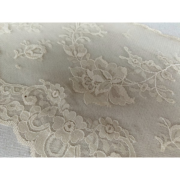 Deep Ivory lace trim bridal lace trim with floral design bridal trim light weight lace trim