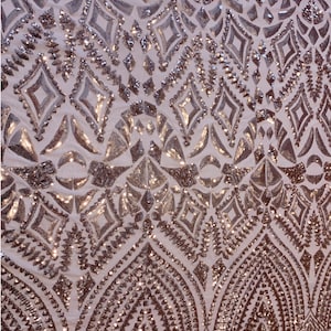 Rose gold sequin all over sequin on mesh by the yard sequin fabric