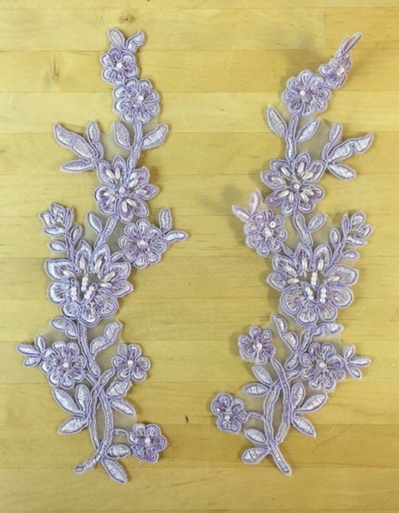 Lilac Beaded Applique Beaded Applique Lace Pair for Lyrical Etsy