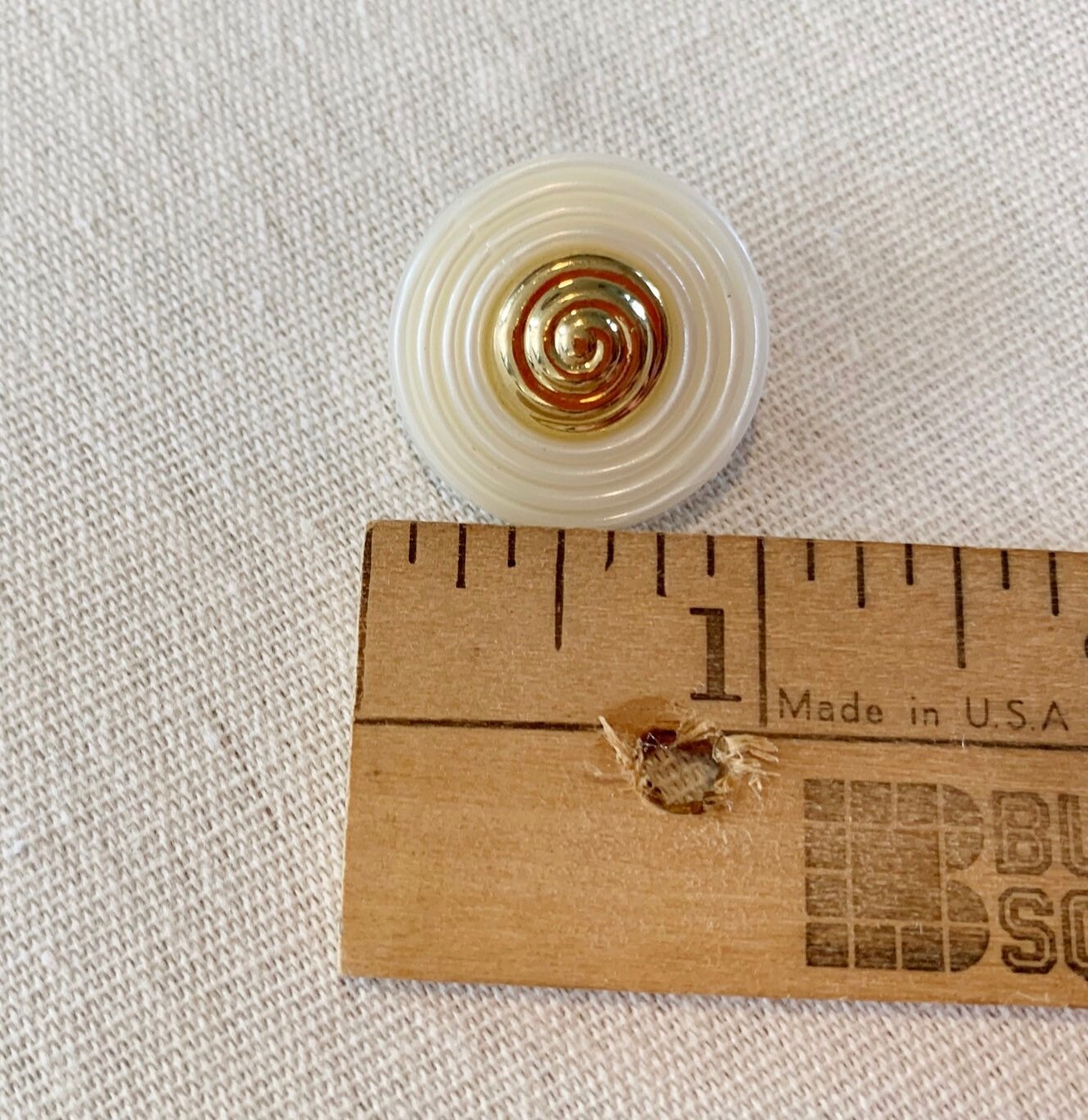 Ivory Button With Gold Swirl Center Design Buttons Plastic Sewing ...