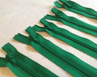 5 cremalleras separadoras de 9 pulgadas, espiral de nailon verde, cremallera separadora