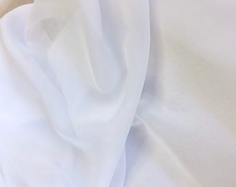 White Hi Multi Chiffon Fabric, Lightweight Sheer Dress Fabric - 60" Wide