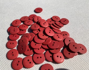 Small rust red sewing buttons 16 mm 5/8 inch 6 flat buttons, plastic 2 hole button