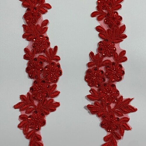 Fuchsia Beaded Applique Beaded Applique Lace Pair for Lyrical Etsy