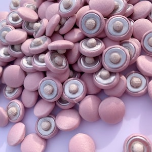 Bridal Buttons satin covered by the Dozen color BLUSH/ROSE covered buttons. Blush rose satin covered button pink covered buttons.