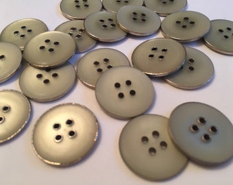 Silver medium button with silver gray center design buttons plastic sewing buttons 7/8" 22mm 6 to the order