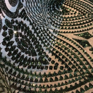 Hunter Green Sequin All Over Sequin on Mesh by the Yard Sequin Fabric in a Pattern Design - Etsy