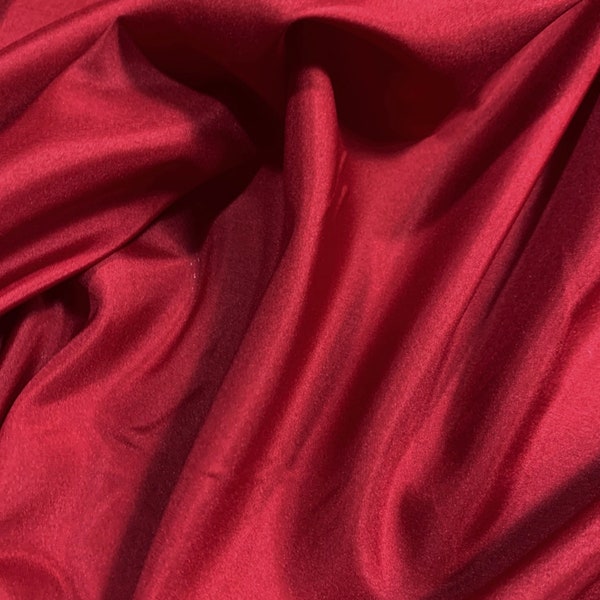 Deep Red lining Pongee lining 60" by the yard light weight lining dress Fabric 60" wide soft fabric, poly lining, fabric lining