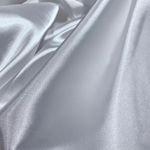 White Stretch Satin, polyester spandex satin fabric shiny stretch satin fabric dress shirt lingerie