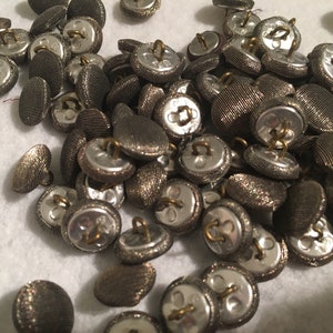 Bridal Buttons gray metallic lame covered by the Dozen color gray covered buttons. Cloud gray metallic lame covered button gray covered