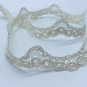 Deep Ivory corded lace trim bridal lace trim with floral design bridal trim alencon lace trim