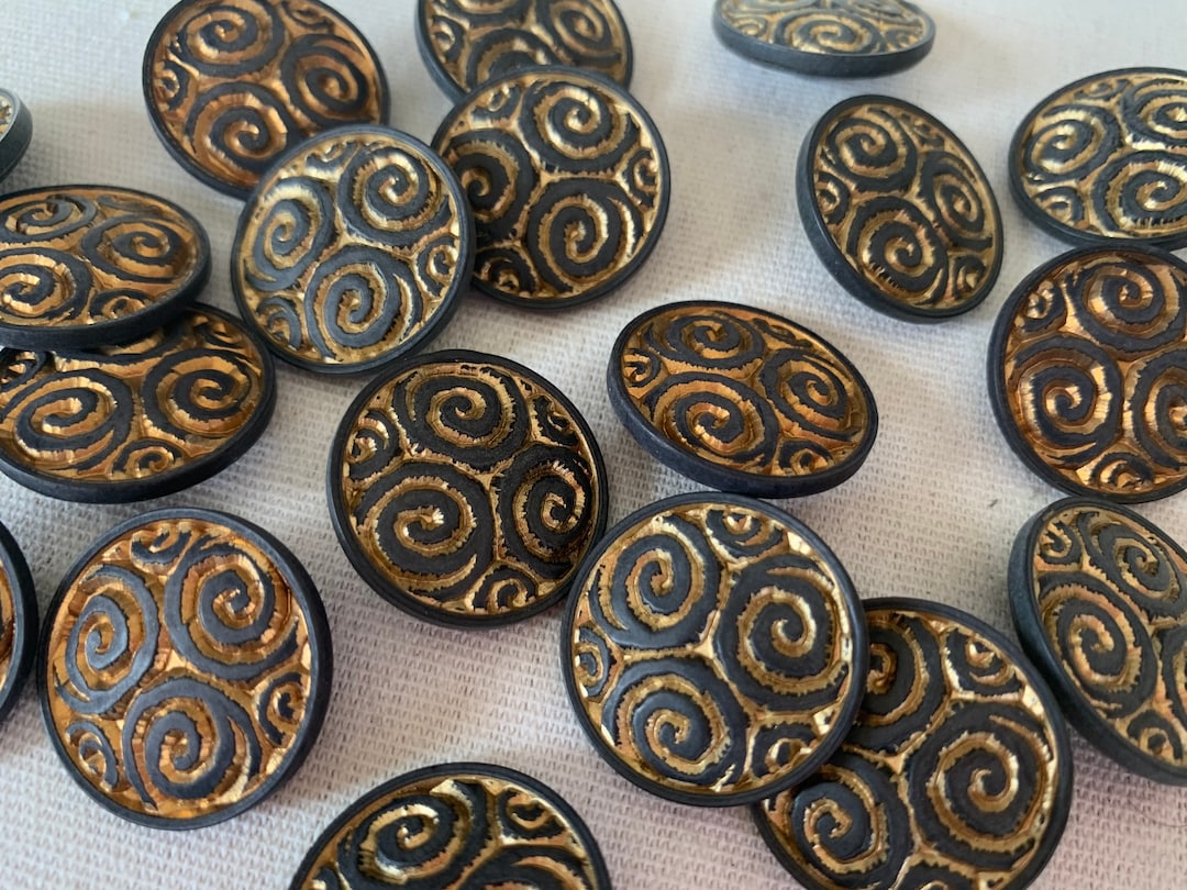 Medium Buttons With Etched Spiral Center Design With Gold Accent 1 ...
