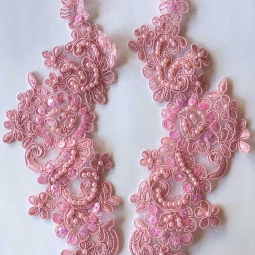 Fuchsia Beaded Applique Beaded Applique Lace Pair for Lyrical Etsy