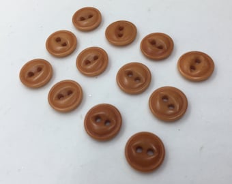 Small button fish eye tan plastic sewing buttons 1/2" 13mm vintage sewing button 12 buttons