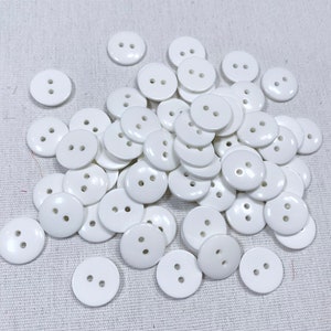 Medium buttons white buttons 3/4 inch sewing buttons, 6 sew through buttons white buttons plastic buttons flat 2 hole button
