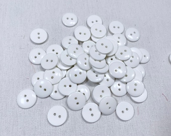 Medium size white buttons 3/4" sewing buttons, set of 6 flate sew through buttons 2 hole
