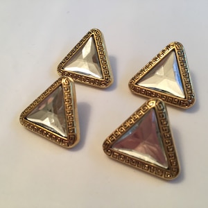 Medium Gold Buttons Triangle Shape With Rhinestone Center Plastic ...