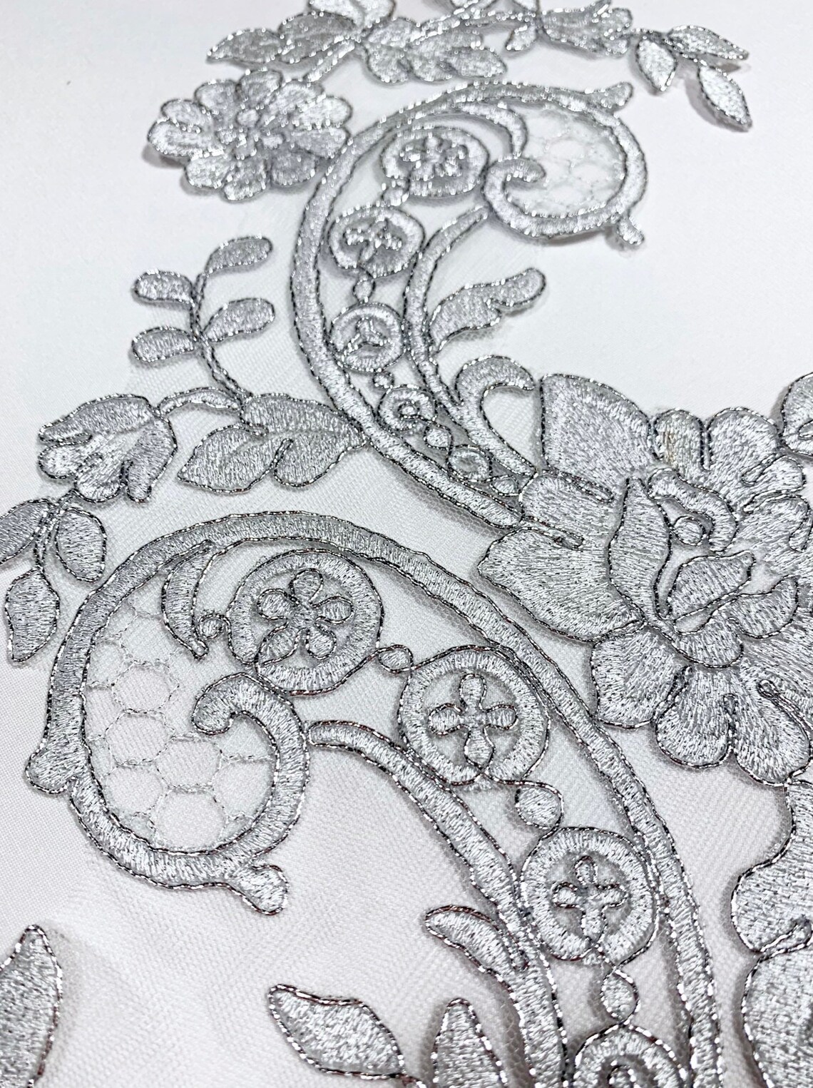 Silver Metallic Applique Applique Lace Pair for Lyrical Dance Etsy