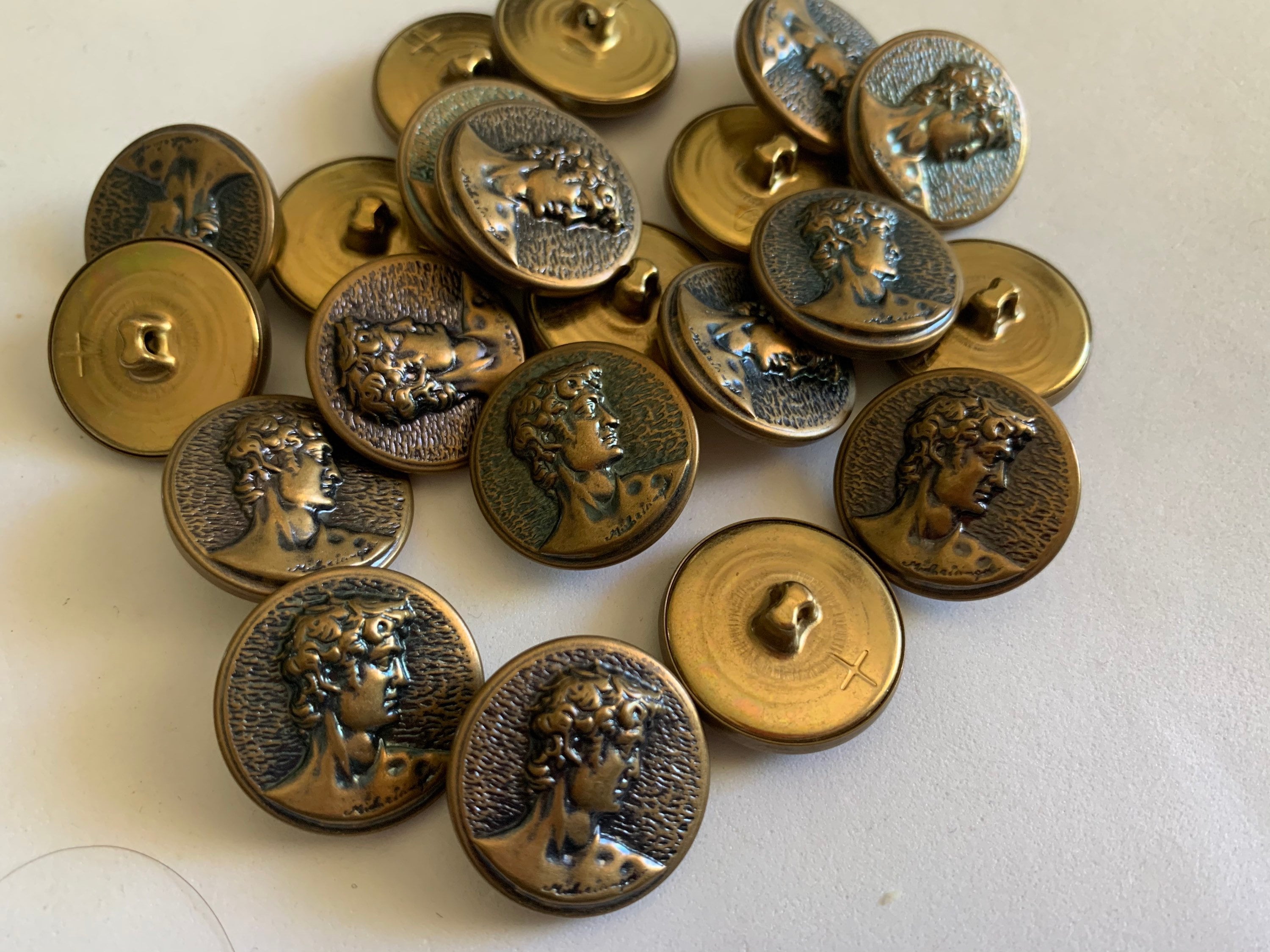 Medium antique gold buttons roman coin design metal sewing Etsy