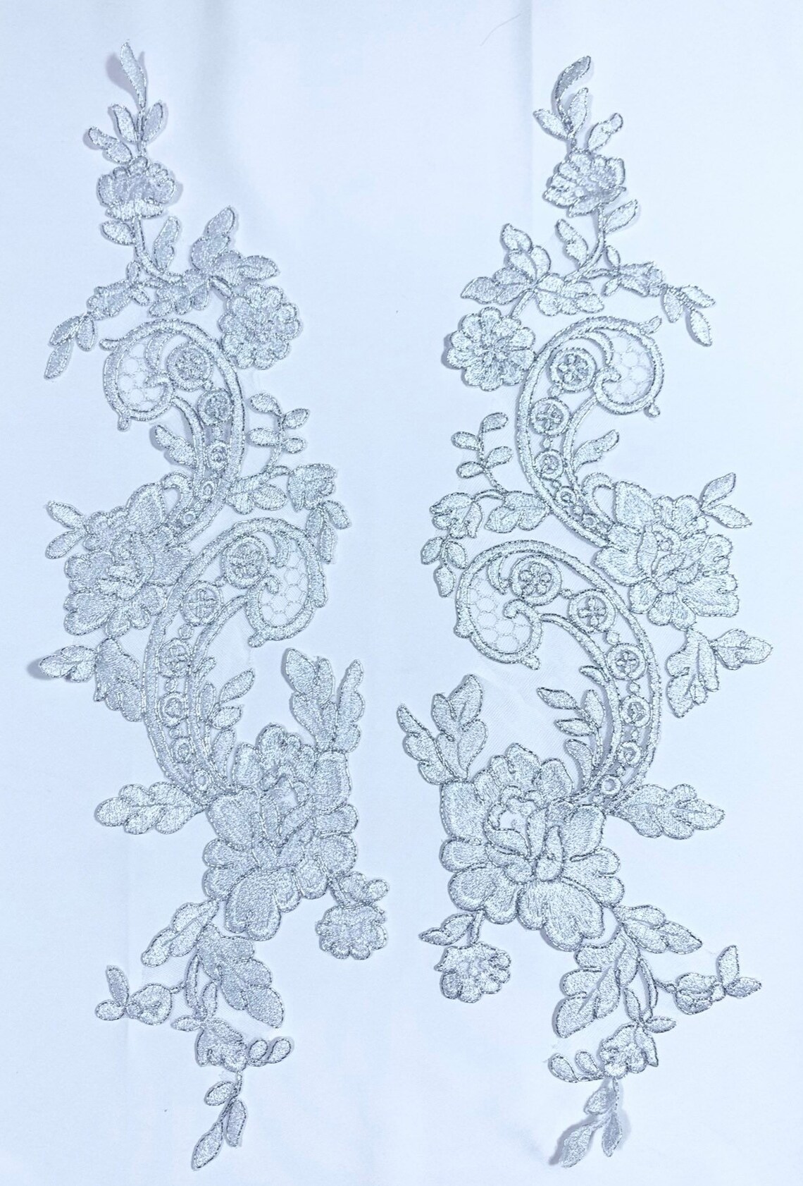 Silver Metallic Applique Applique Lace Pair for Lyrical Dance Etsy