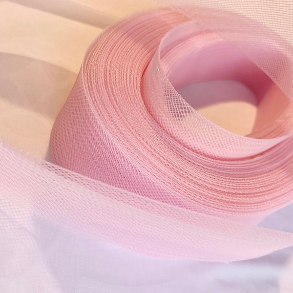 Pink Horsehair braid, Crinoline, Webbing, Horse Hair 2” Wide Polyester