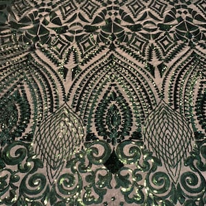 Hunter Green Sequin All Over Sequin on Mesh by the Yard Sequin Fabric in a Pattern Design - Etsy