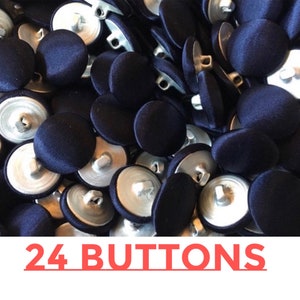 24 Navy satin covered button 16mm- 5/8&quot; inch  color Navy- 24 sewing buttons blue satin covered button navy blue covered buttons with shank