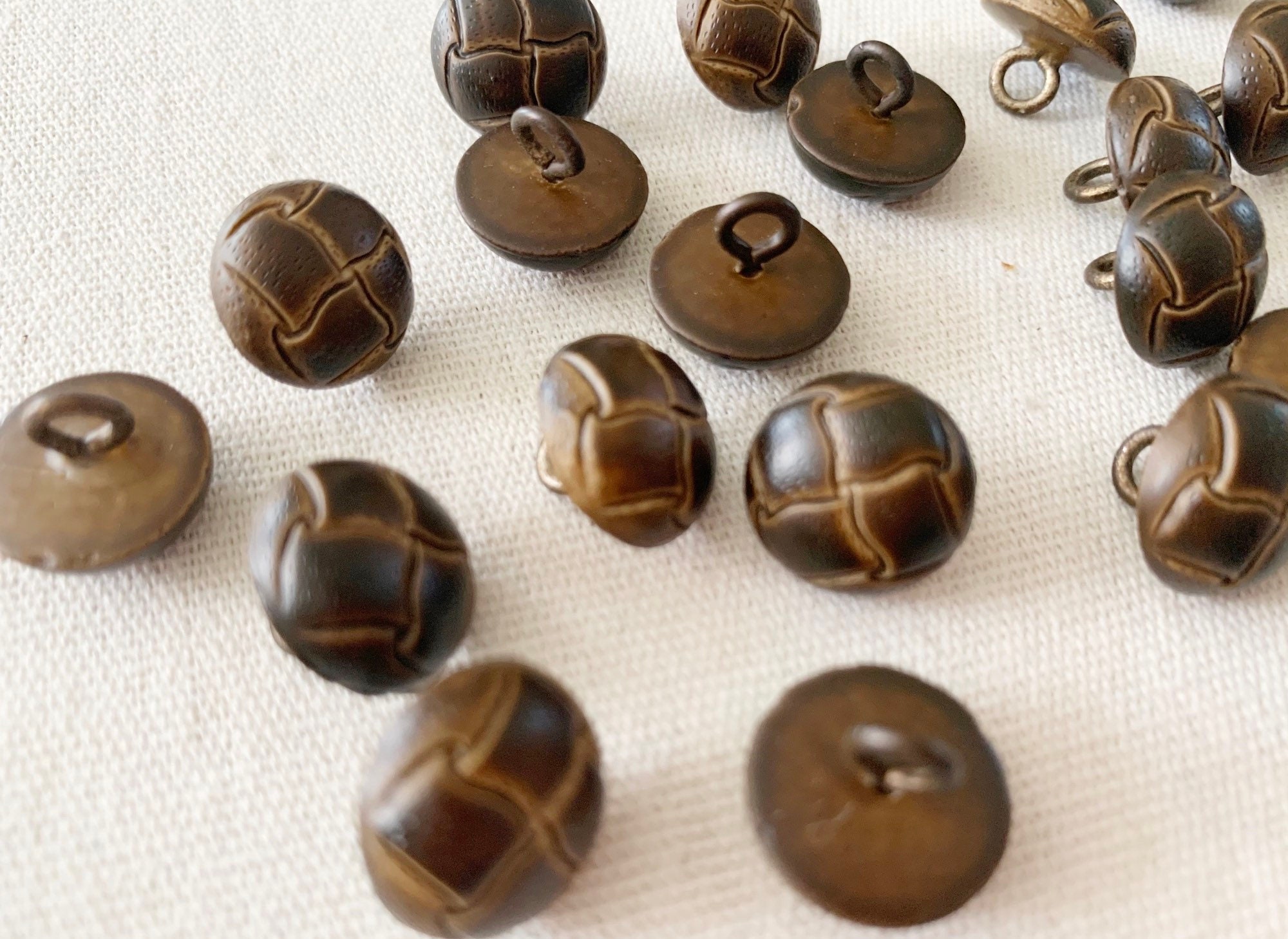 Small Faux Leather Brown Buttons Plastic Sewing Buttons 5/8 