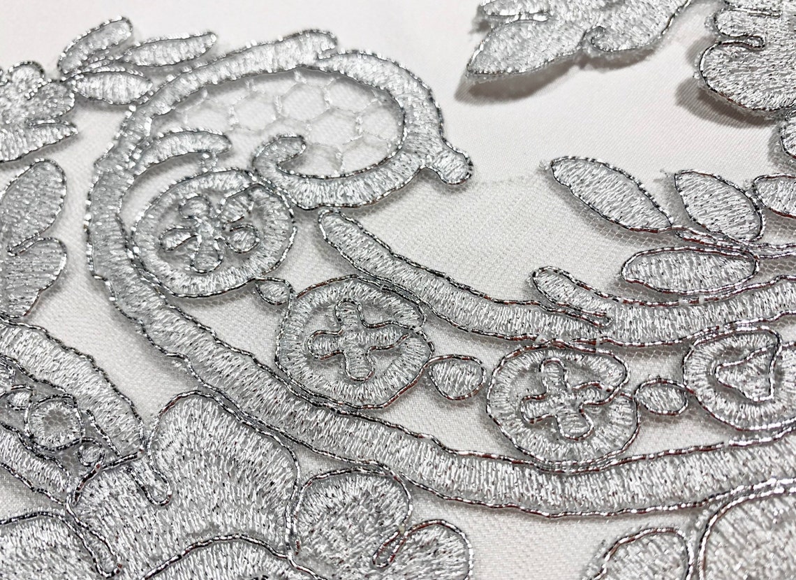 Silver Metallic Applique Applique Lace Pair for Lyrical Dance Etsy