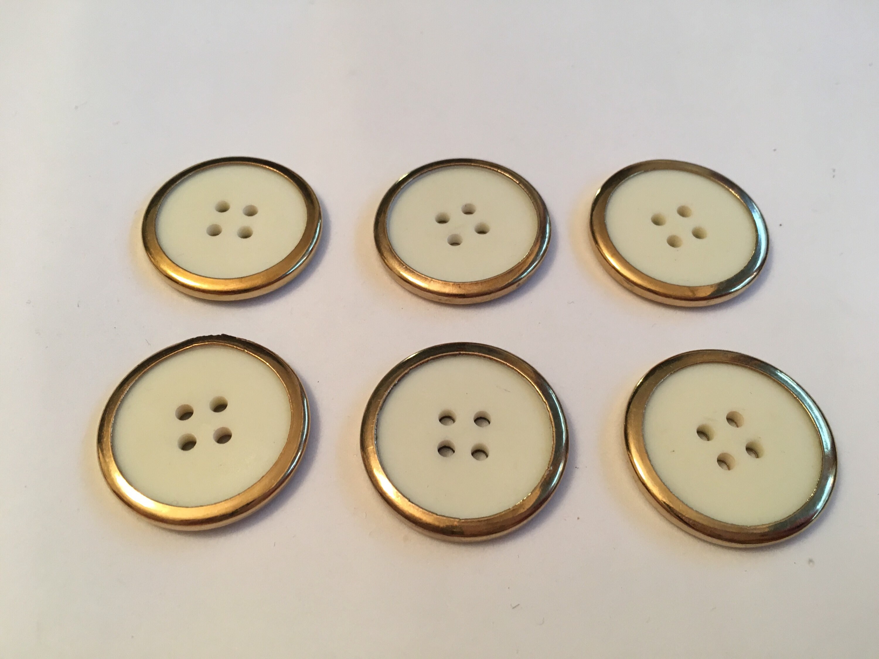 Gold Medium Button With Ivory Center Design Buttons Plastic Sewing ...