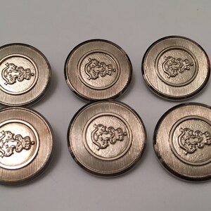 Silver buttons with family crest design medium button flat finish with shank back size are 7/8&quot; 23mm 6 to the order