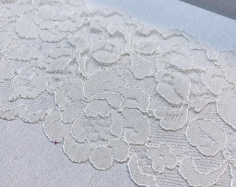 Ivory corded lace trim bridal lace trim with floral design bridal trim alencon lace trim