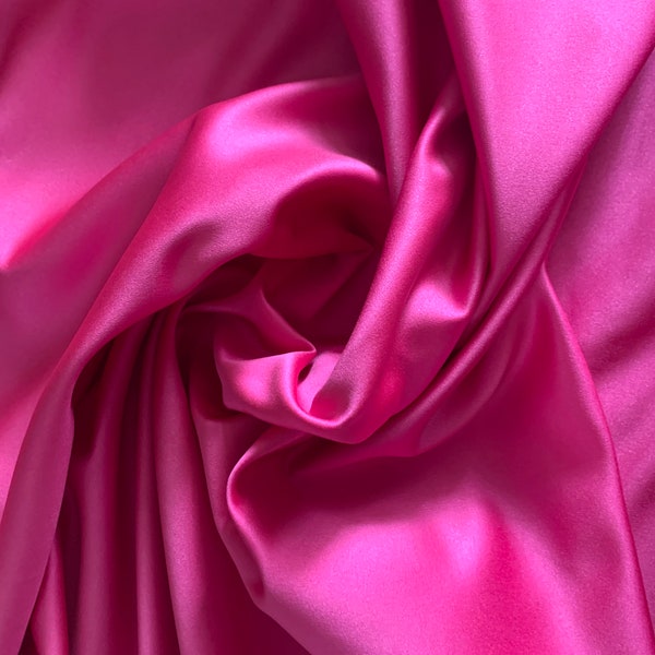 Fuchsia satin, bridal fabric, satin lamour, lamour satin Fabric By the Yard, fuchsia satin, Fuchsia Fabric, dull satin