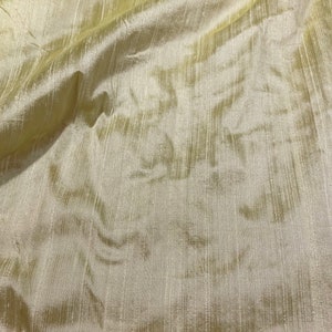 Silk Dupioni, Pale yellow 45&quot; width silk fabric by the half yard