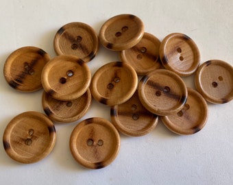 18mm.Vintage Wood Buttons Brown Color 2 Holes Circle Buttons design Set 24 pcs 18mm.Vintage Wood Buttons Brown Color 2 Holes Circle Buttons design Set 24 pcs