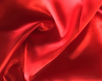 Red Stretch Satin Fabric, Polyester Spandex Blend, Lingerie & Dress Fabric