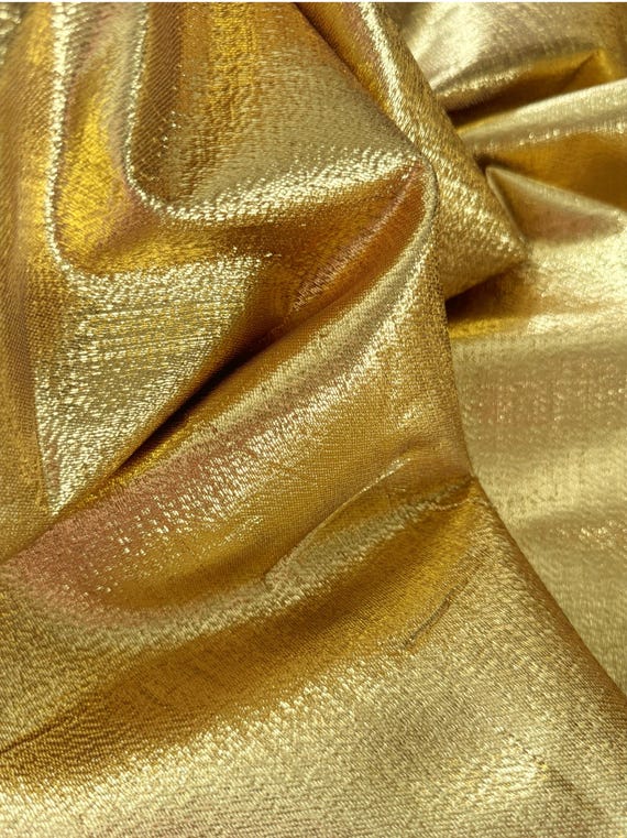 Metallic Gold Tissue Lame Fabric, Stiff, 44" Wide, By The Yard