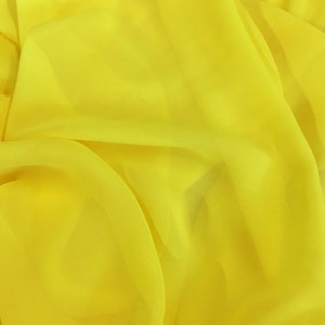 yellow Hi Multi Chiffon Fabric by the Yard, Chiffon Fabric, Wedding Chiffon, Lightweight chiffon dress Fabric 60" wide soft sheer fabric