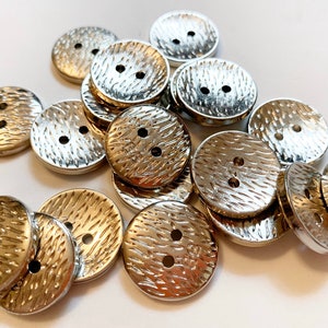 Silver medium button with decorative design button plastic sewing buttons with 2 hole sew through button size are 7/8” 6 to this order