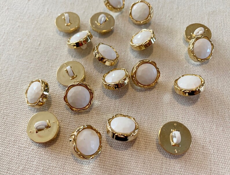 Small gold trim buttons with white plastic sewing buttons 5/8 | Etsy