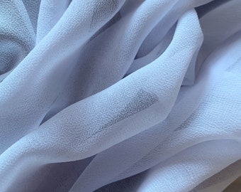 White Crepe Chiffon Fabric, Lightweight Sheer Fabric by the Yard