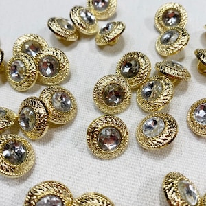 Small gold buttons with rhinestone center plastic sewing buttons 5/8 16mm antique gold plastic shank sewing button