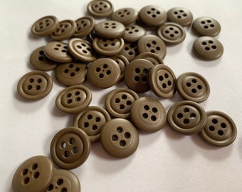 Small buttons brown buttons 15 mm 1/2 inch sewing buttons, 12 vintage, sew through buttons brown buttons plastic buttons