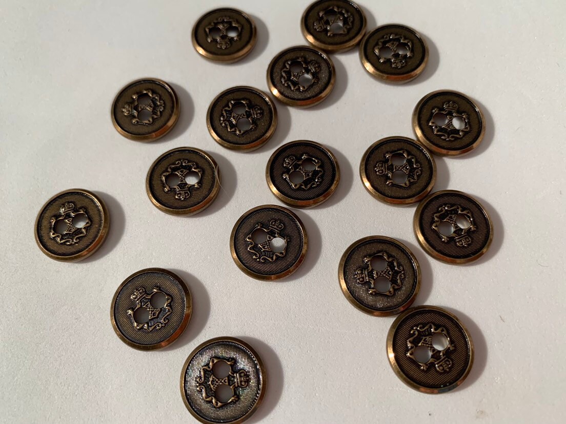 Antique Gold Medium Button Sew Through Button Metal Sewing - Etsy