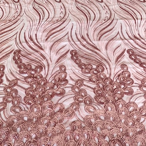 Blush Pink sequin all over sequin on mesh by the yard sequin fabric