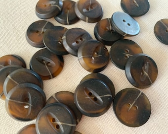 Botones de costura de plástico de color marrón y tostado jaspeado mediano, botones de costura de 2 orificios de 7/8" y 22 mm, botones de ojo de pez